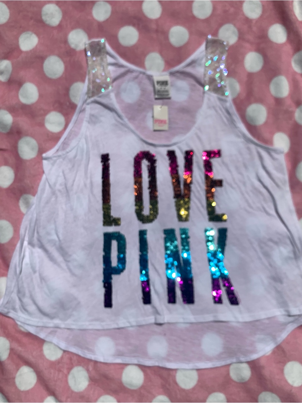 VS Pink rainbow bling tank top Sz M